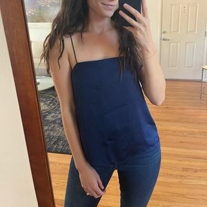 Theory Satin Cami - Navy, S